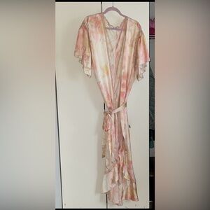 Free People Intimately Flutter Moonbeams Floral Lace Trim Maxi Robe